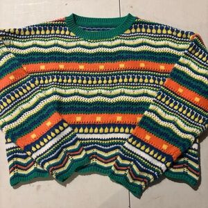 Shein M Multicolored striped knit sweater with a relaxed fit #indie #retro